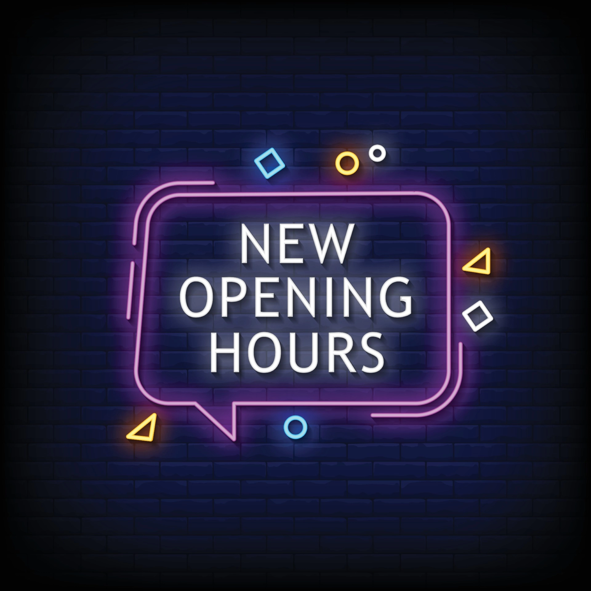 New Opening Hours Neon Signs Style Text Vector.webp